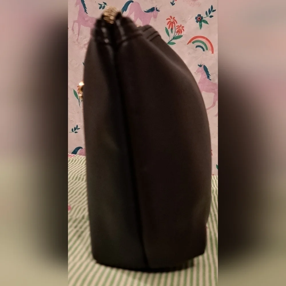 EUC Vintage Y2K Bebe Black Bling Vegan Travel Makeup Beauty Cosmetic Pouch Bag